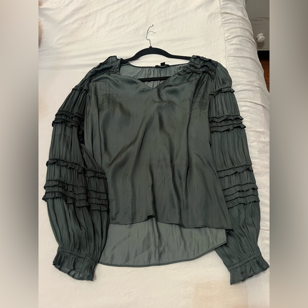 Current Air Dark Green Women's Satin Top - Picture 3 of 4